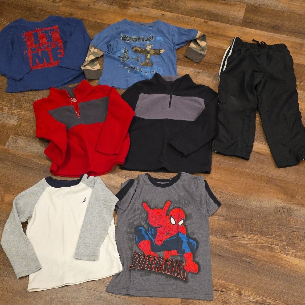 Mixed Boys Tops & Pants Lot - Spider-Man Tee, Long Sleeve Shirts Size 5/6